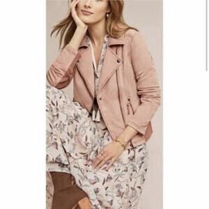 Anthropologie Marrakech Ronika Moto Jacket M Blush Pink Soft Glam Minimalist